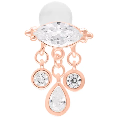 Labret oro rosa con pietre scintillanti e Push Fit, 5,0 mm