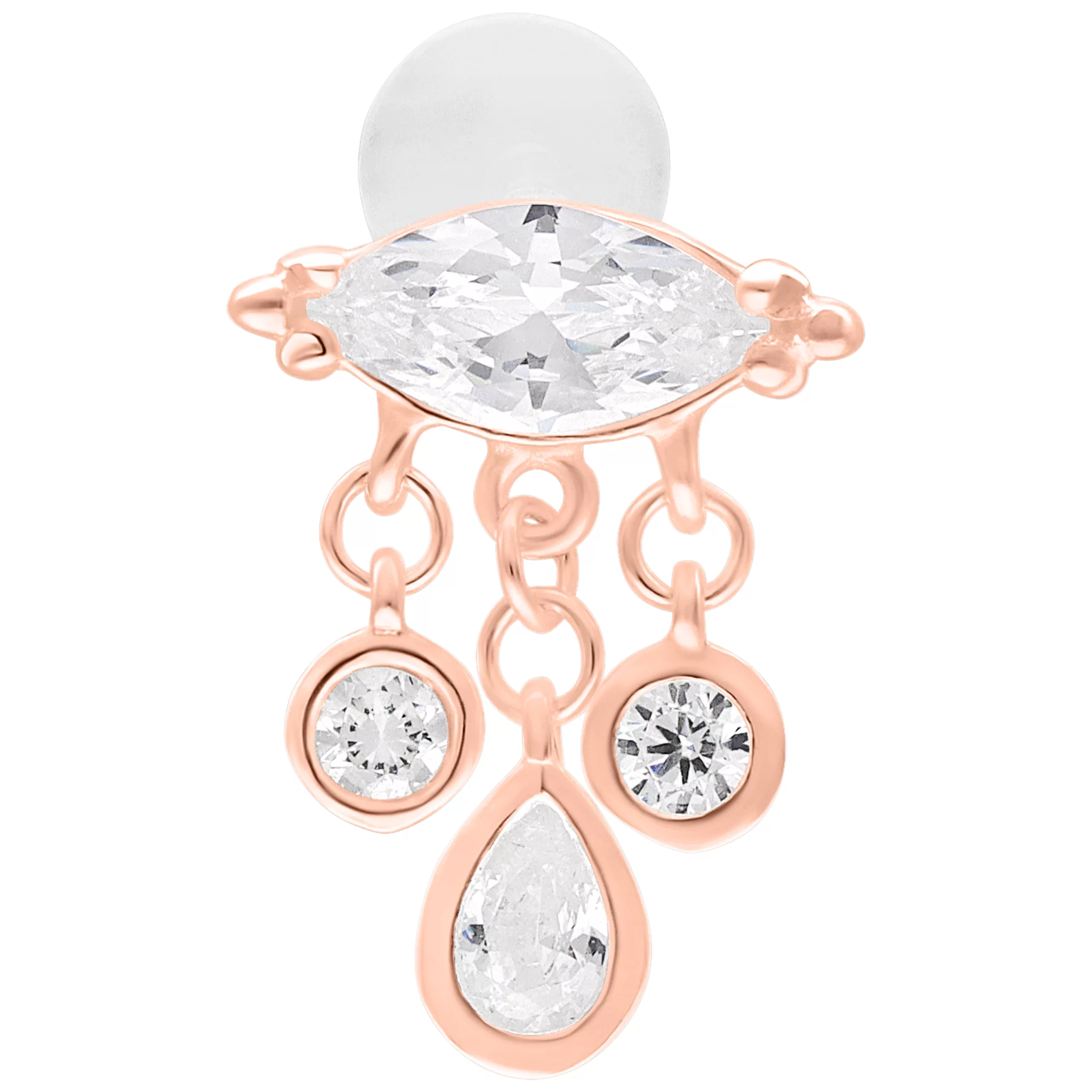 Labret oro rosa con pietre scintillanti e Push Fit, 5,0 mm