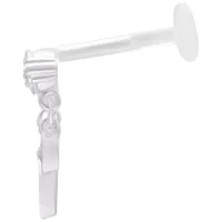 Labret argento con sistema Push Fit, lunghezza 5,0 mm su sfondo bianco
