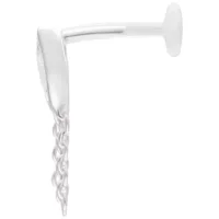 Labret argento con Push Fit e piastra da 5 mm su sfondo bianco