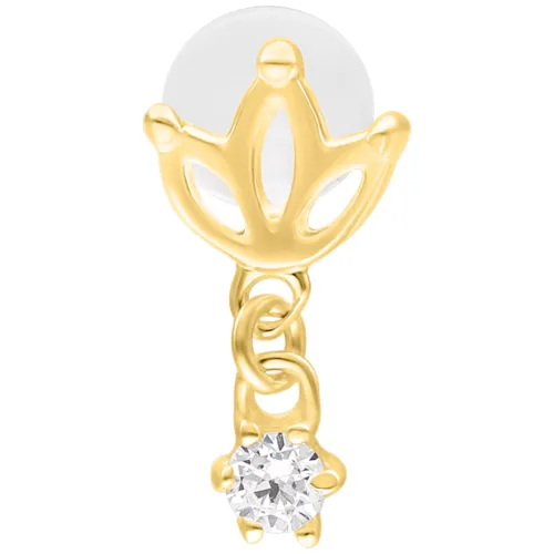 Labret dorato con design a loto e piastra da 5,0 mm su sfondo bianco