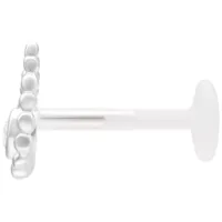 Labret Push Fit Argento con diametro di 5,0 mm su sfondo bianco
