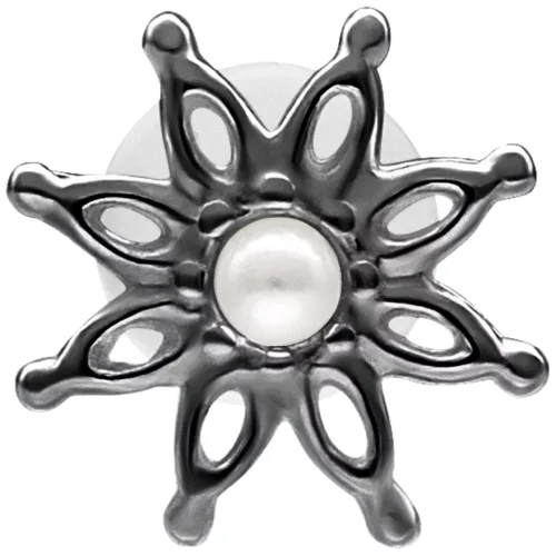 Labret in metallo nero con plattengröße di 5,0 mm su sfondo bianco