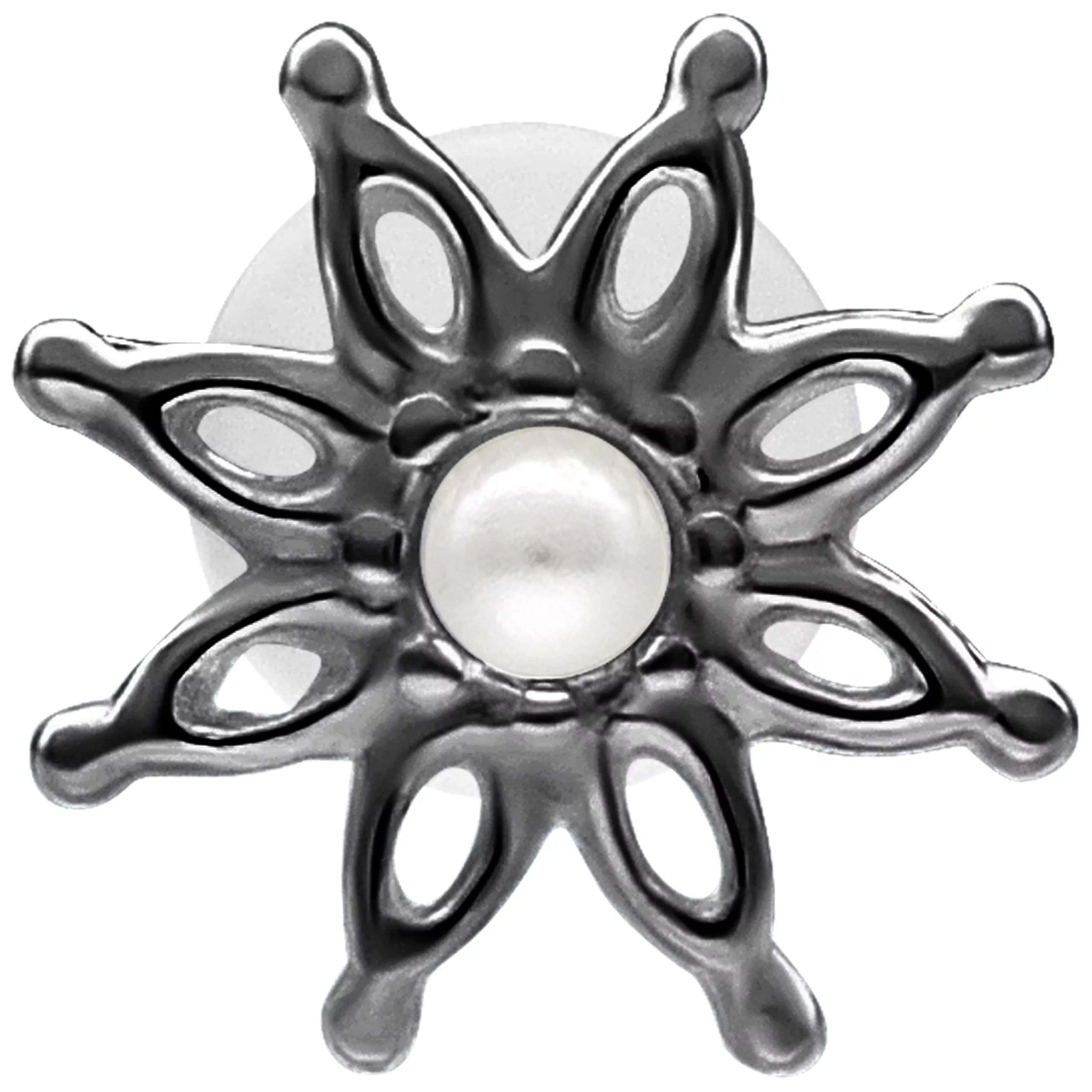 Labret in metallo nero con plattengröße di 5,0 mm su sfondo bianco