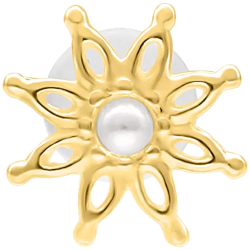 Bloom Push Fit Labret dorato con piastra da 5 mm su sfondo bianco