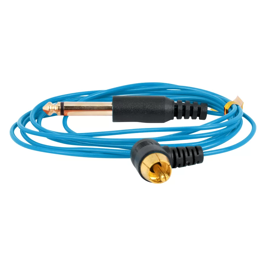 Ultra Sottile RCA Clipcord Blu Silicone Clipcord RCA blu con cavo in silicone su sfondo bianco