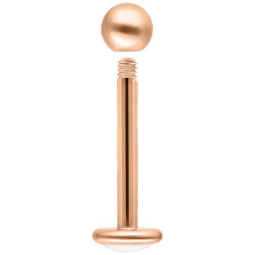 Labret piercing in titanio rosé con filettatura esterna, lunghezza 7,0 mm
