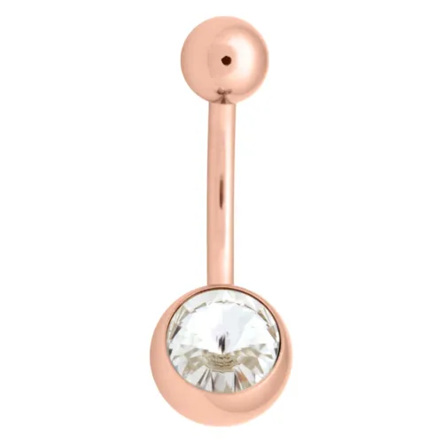 Bananabell in oro rosa con cristallo chiaro su sfondo bianco