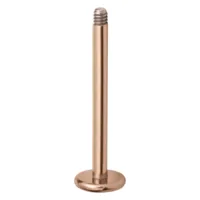 Labret in titanio rosé oro con filettatura esterna su sfondo bianco