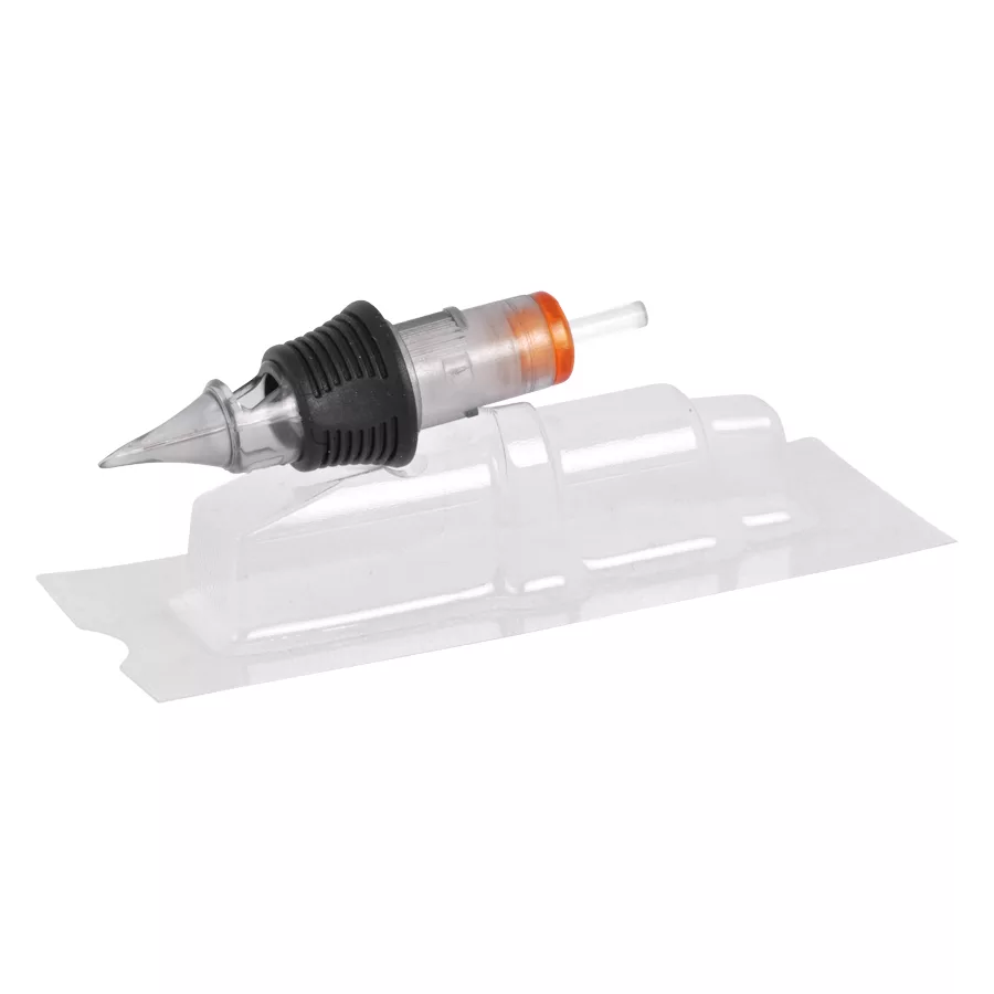 Cartucce Liner Rotonde di Wildcat Cartuccia Liner Rotonda in acciaio chirurgico con involucro trasparente su sfondo bianco