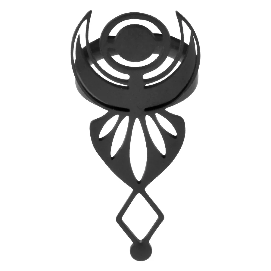 Anello Nero Sacred Wicca in acciaio chirurgico 316L, misura 18 mm su sfondo bianco