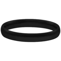 Anello nero in acciaio chirurgico 316L, misura 17,0 mm su sfondo bianco