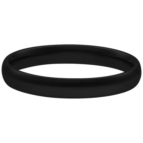 Anello nero in acciaio chirurgico 316L, misura 17,0 mm su sfondo bianco