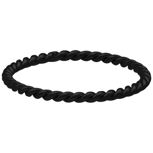 Anello nero, twisted in acciaio chirurgico 316L su sfondo bianco