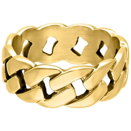 Anello Chunky in oro di acciaio chirurgico 17,0 mm su sfondo bianco