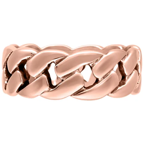 Anello chunky in oro rosa in acciaio chirurgico, misura 21,0 mm