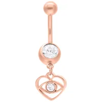 Bananabell in oro rosa con cristallo chiaro e design a cuore pendente su sfondo bianco