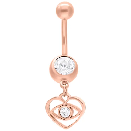 Bananabell in oro rosa con cristallo chiaro e design a cuore pendente su sfondo bianco