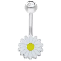 Micro Bananabell in argento con ciondolo a margherita e cristallo trasparente