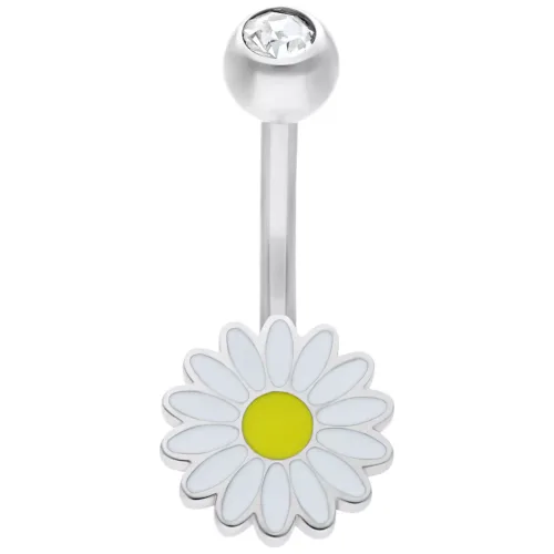 Micro Bananabell in argento con ciondolo a margherita e cristallo trasparente