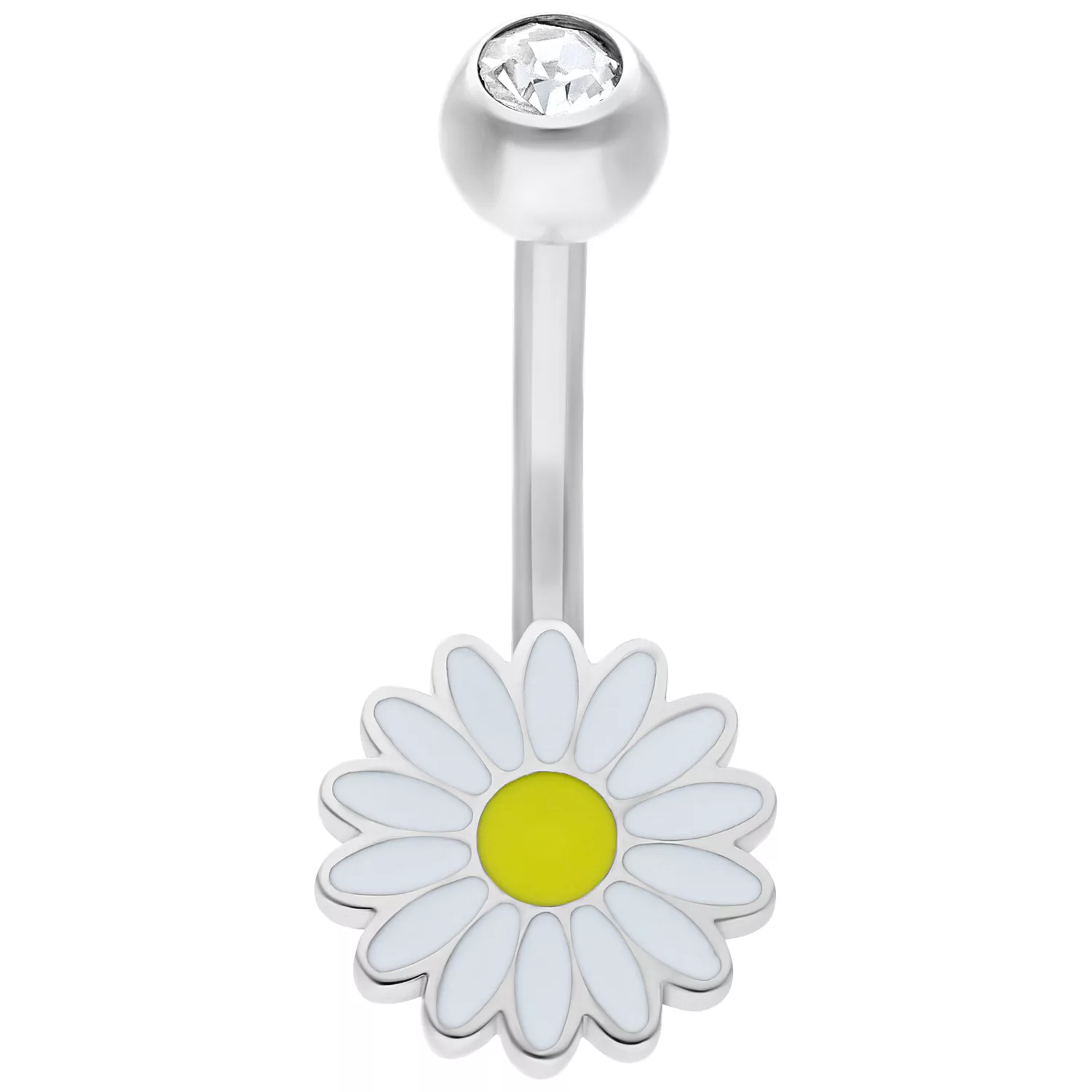 Micro Bananabell in argento con ciondolo a margherita e cristallo trasparente