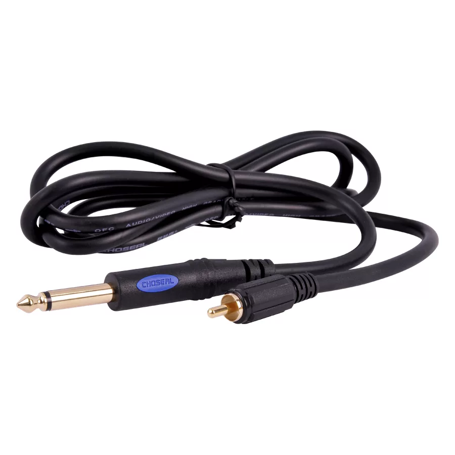 Schwarzes Clip Cord für Tattoo Pen RCA Schwarzes Clip Cord mit RCA-Stecker, auf weißem Hintergrund