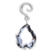 Orecchino a peso in Agata Indiana con metallo argentato su sfondo bianco