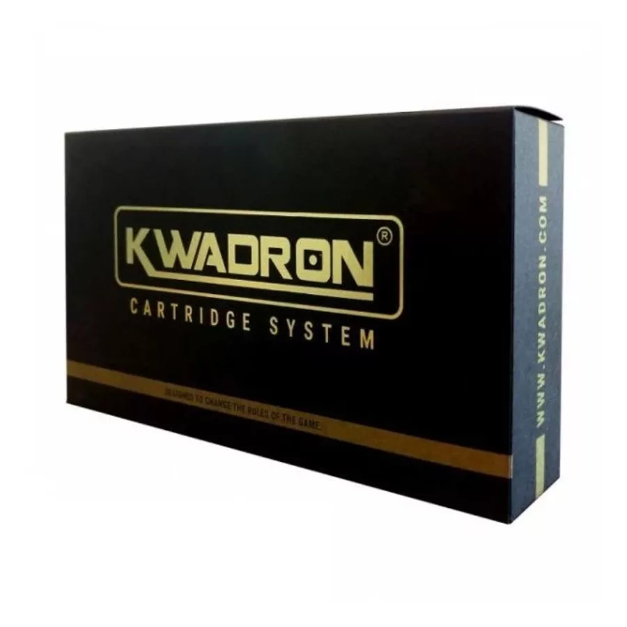 Kwadron Flat Long Taper Cartucce 5er Confezione nera Kwadron con scritta dorata su sfondo bianco