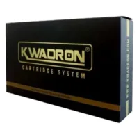 Kwadron Round Shader Long Taper Aghi Confezione nera Kwadron con scritta dorata su sfondo bianco