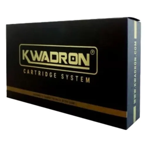 Confezione nera Kwadron con scritta dorata su sfondo bianco