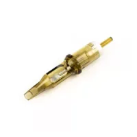 Wildcat Magnum Long Taper Tattoonadeln Cartuccia di ago per tatuaggi gialla con taper lungo su sfondo bianco