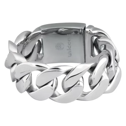 Bracciale intrecciato in argento in acciaio chirurgico, lungo 190 mm