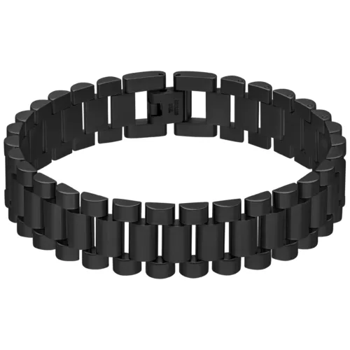 Bracciale unisex nero in acciaio chirurgico 316L su sfondo bianco