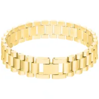 Bracciale dorato in acciaio chirurgico 316L su sfondo bianco