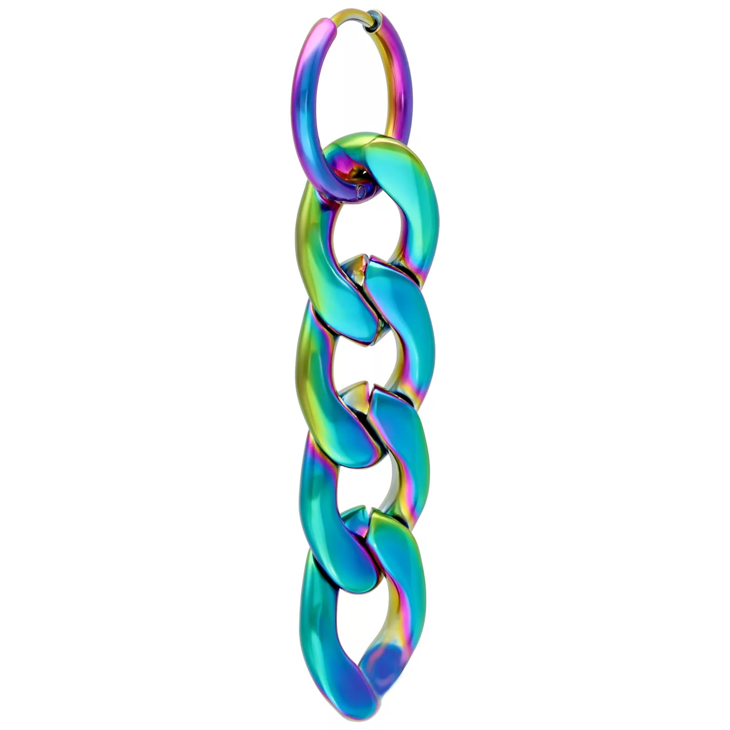 Orecchini Chunky Colorati in Acciaio Inox Orecchini lucidi e colorati in acciaio inox su sfondo bianco