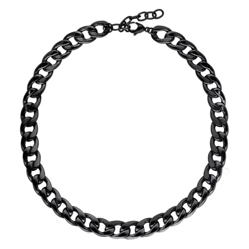 Collana Chunky nera in acciaio chirurgico 316L su sfondo bianco