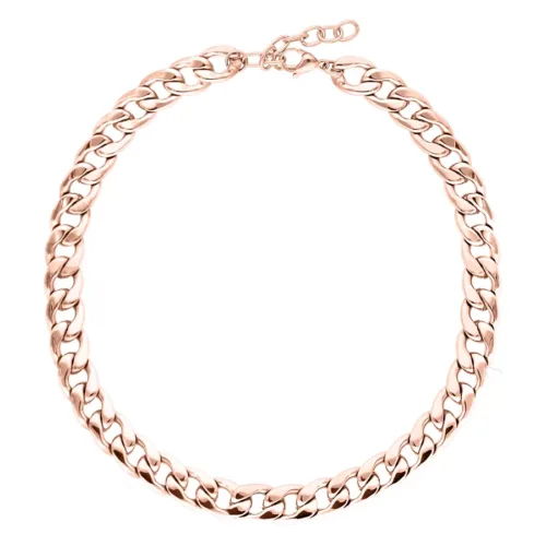 Collana chunky in oro rosa in acciaio chirurgico 316L su sfondo bianco