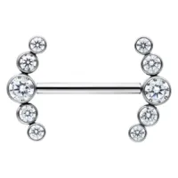 Barbell in argento con cristalli Penta Barbell in argento con cristalli chiari, disposti simmetricamente