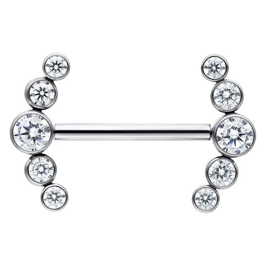 Barbell in argento con cristalli Penta Barbell in argento con cristalli chiari, disposti simmetricamente