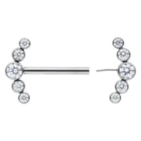 Barbell in argento con cristalli Penta 14 mm Barbell in argento con cinque cristalli chiari su sfondo bianco