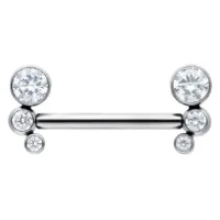 Amalia Barbell con cristalli Piercing a barbell in argento con cinque cristalli chiari, orientato orizzontalmente