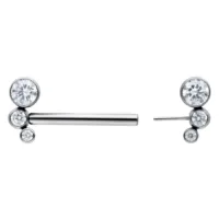 Barbell in titanio argento con cristalli Barbell in titanio argento con cristalli chiari, su sfondo bianco