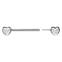 Barbell a Cuore Argento 12 mm Barbell a cuore argento con lunghezza di 12 mm, un cuore e una barra a cuore su sfondo bianco