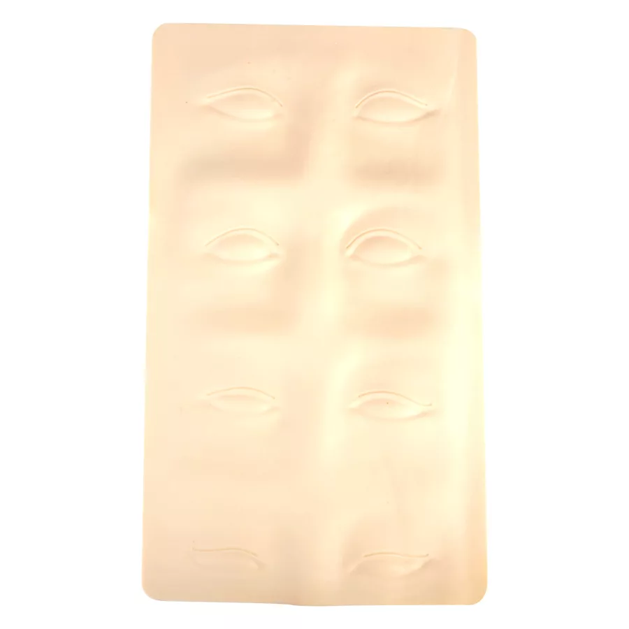 Piastra in silicone beige con contorni di sopracciglia su sfondo bianco