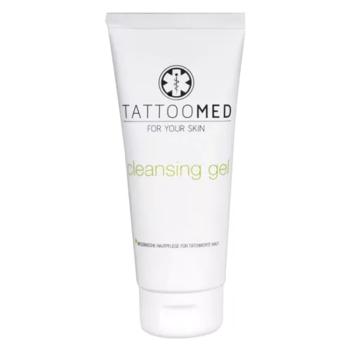 Tubo bianco TattooMed® Gel Detergente 100ml su sfondo neutro