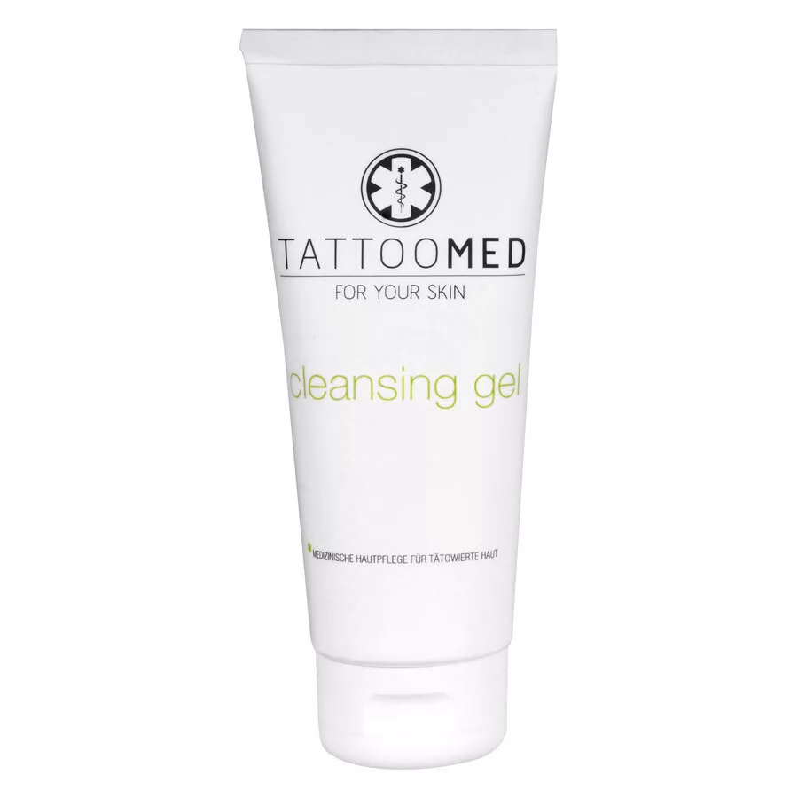 Tubo bianco TattooMed® Gel Detergente 100ml su sfondo neutro