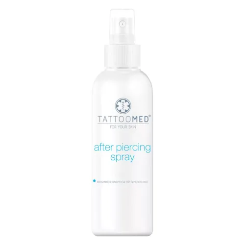 Spray bianco TattooMed® After Piercing 75ml su sfondo bianco
