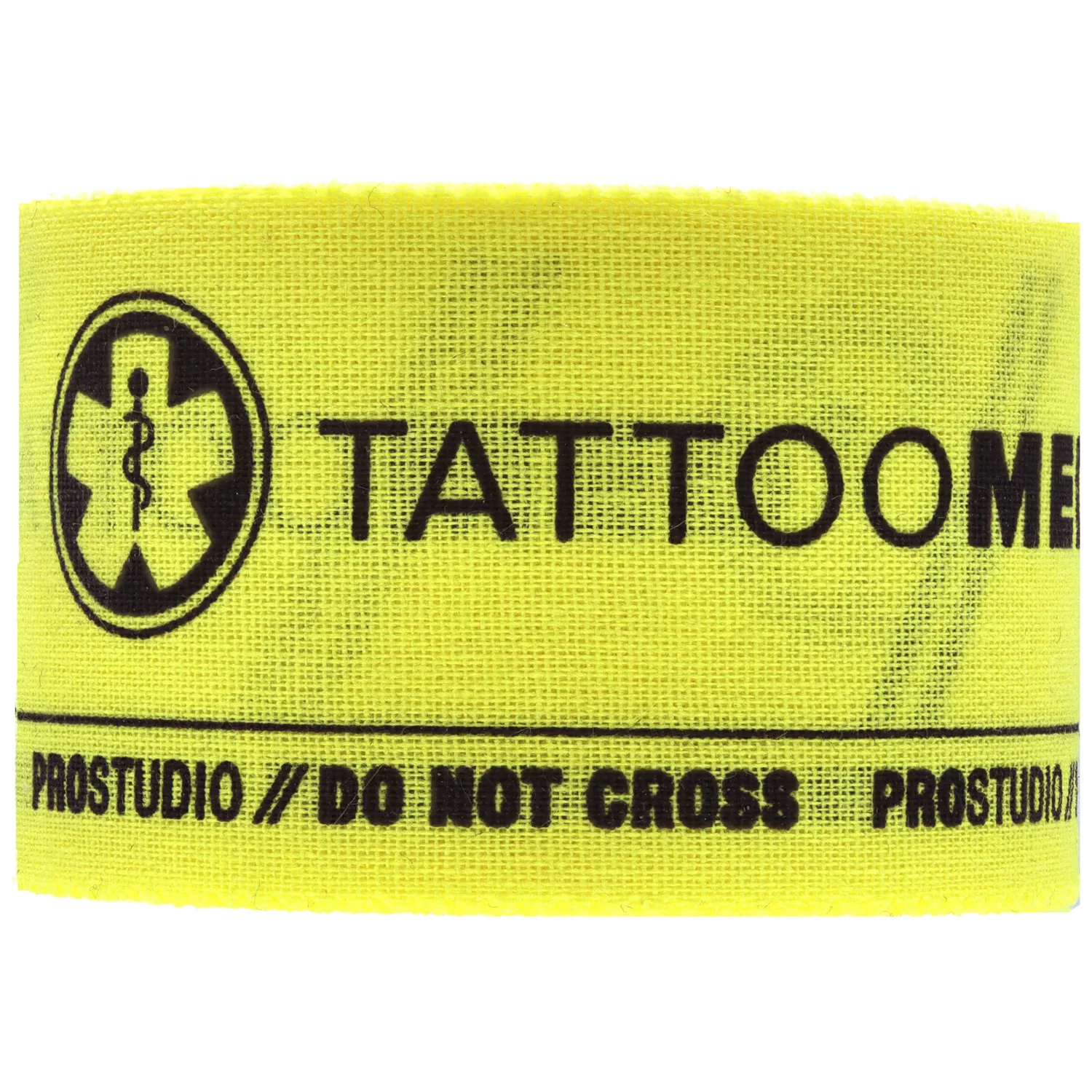 Nastro Tattoomed Studio Pro giallo su sfondo bianco