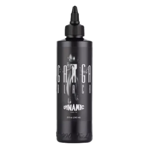 Inchiostro nero per tatuaggi Viking Ink Ganga Black 240ml bottiglia su sfondo bianco