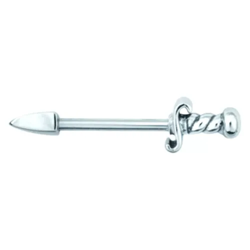 Barbell per capezzolo argento con impugnatura a spirale lungo 12,0 mm